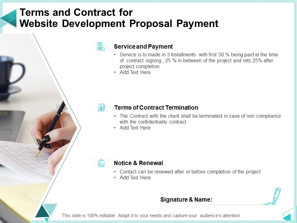 Web Development IT And Design Templates Terms And Contract For Website Development Proposal Payment Portrait PDF