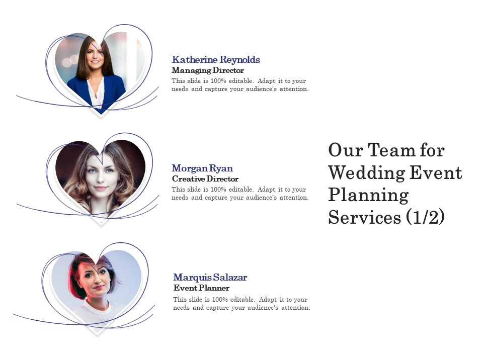 Wedding Affair Management Our Team For Event Planning Services Diagrams PDF