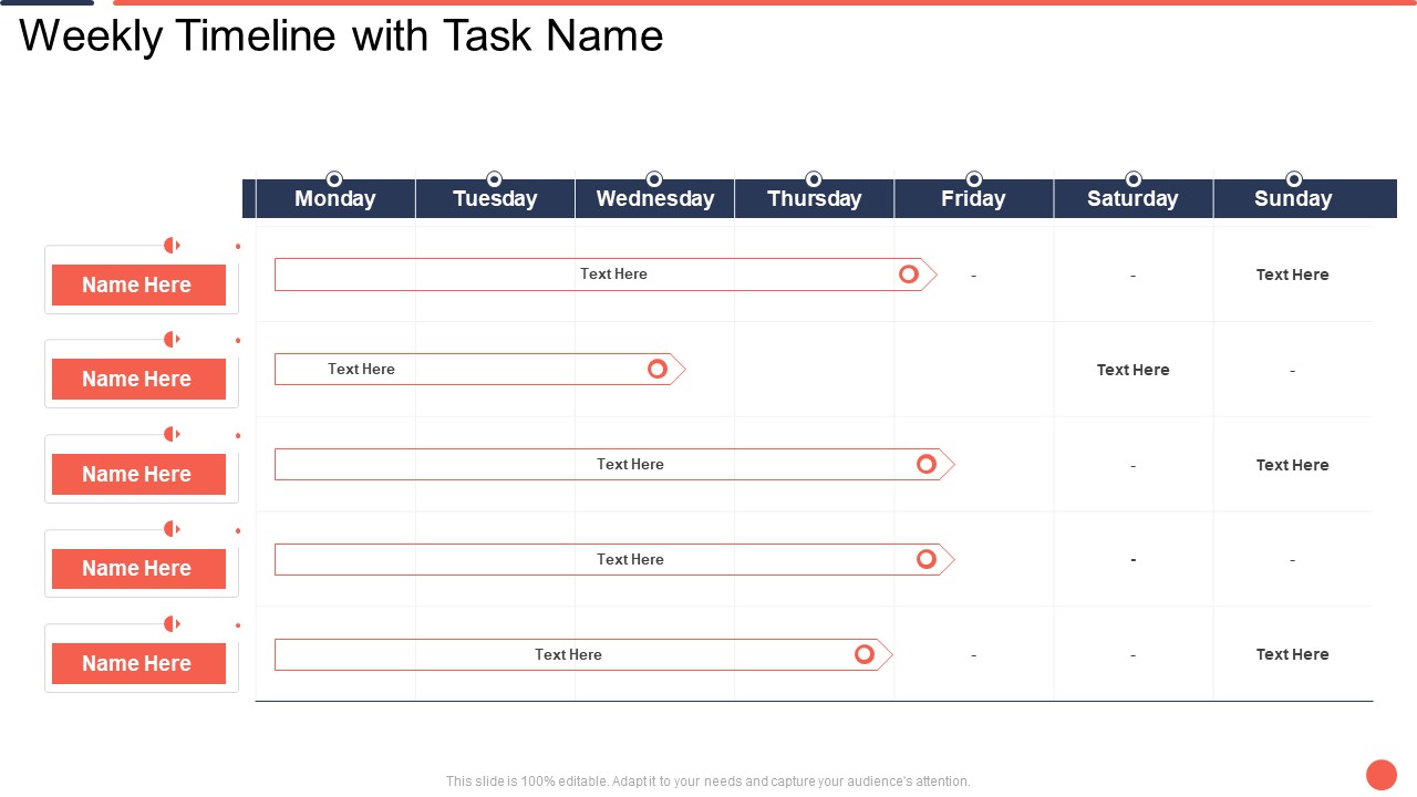 Weekly Timeline With Task Name Assuring Food Quality And Hygiene Topics PDF