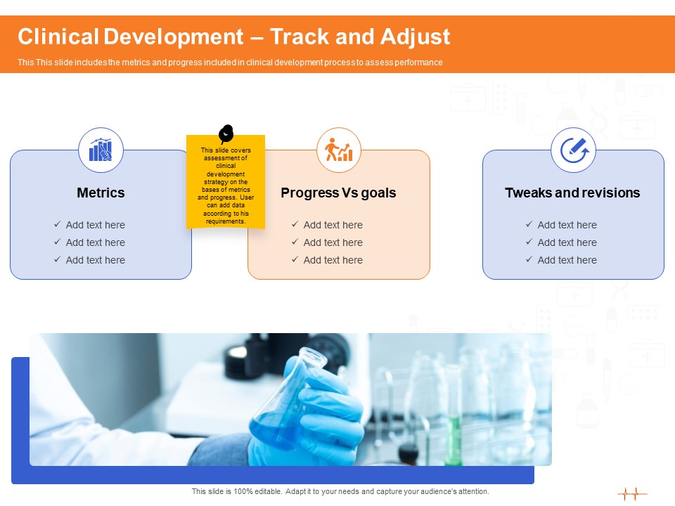 Wellness Program Promotion Clinical Development Track And Adjust Ppt PowerPoint Presentation Ideas Templates PDF