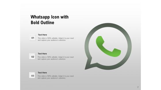 Whatsapp Logo Mobile Phone Bold Outline Ppt PowerPoint Presentation Complete Deck