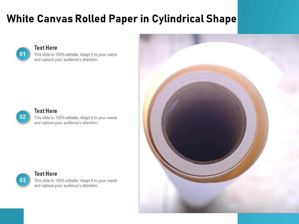 White Canvas Rolled Paper In Cylindrical Shape Ppt PowerPoint Presentation Show Model PDF