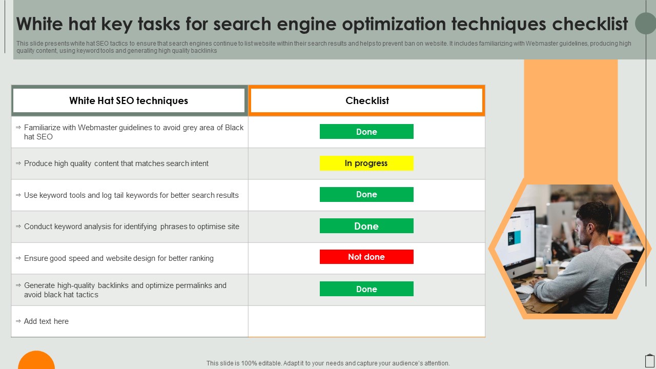 White Hat Key Tasks For Search Engine Optimization Techniques Checklist Information PDF