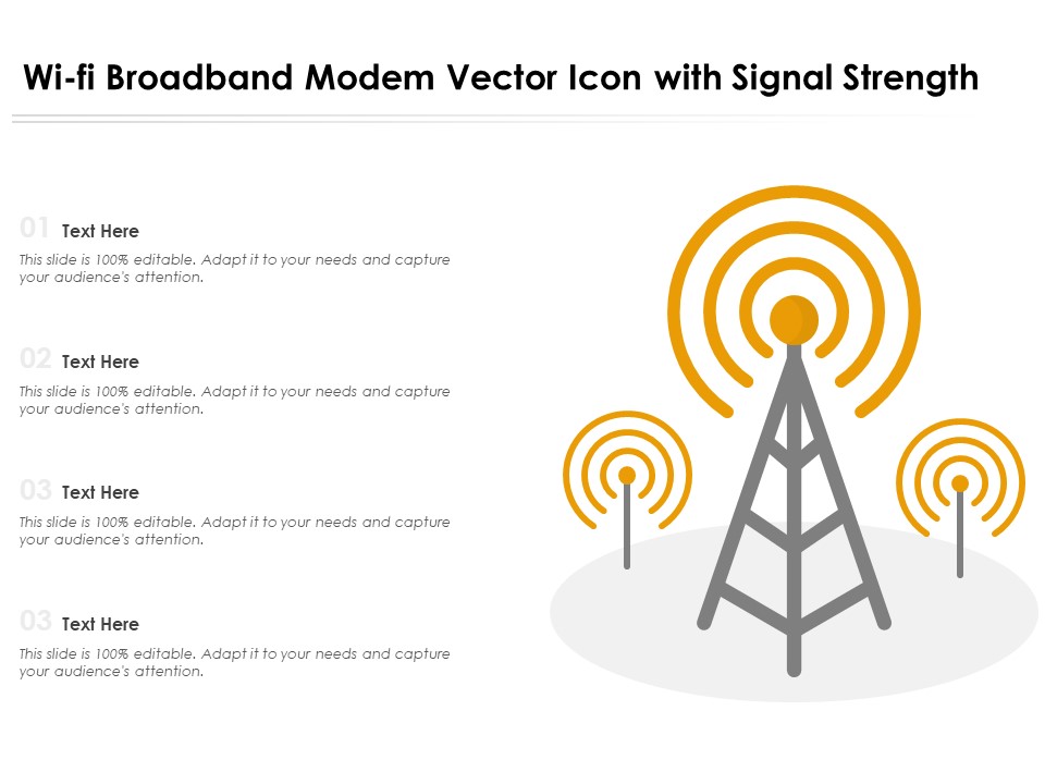 Wi Fi Broadband Modem Vector Icon With Signal Strength Ppt PowerPoint Presentation Gallery Layout Ideas PDF