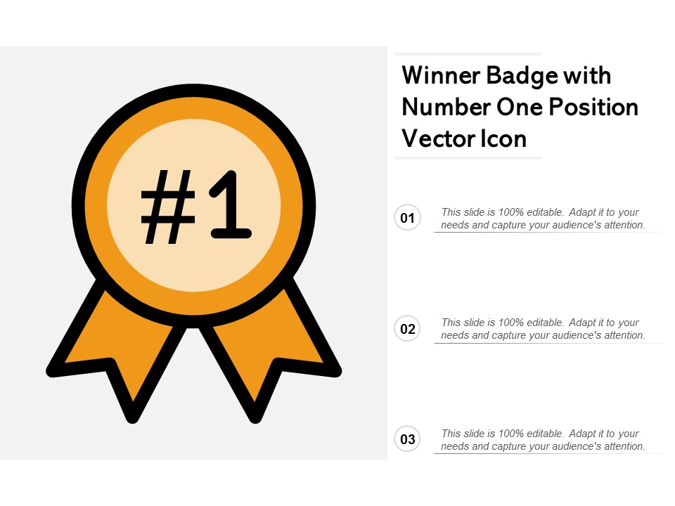 Winner Badge With Number One Position Vector Icon Ppt PowerPoint Presentation Pictures Icons
