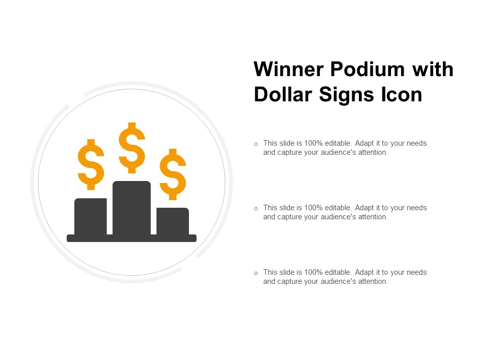 Winner Podium With Dollar Signs Icon Ppt PowerPoint Presentation Slides Format