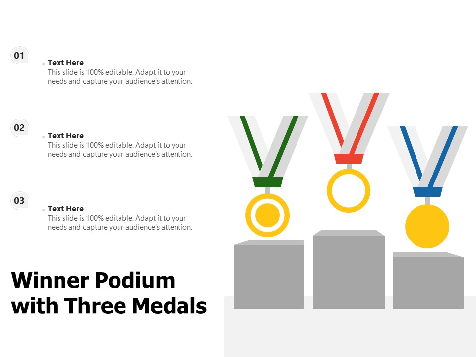 Winner Podium With Three Medals Ppt Powerpoint Presentation Model Smartart Pdf