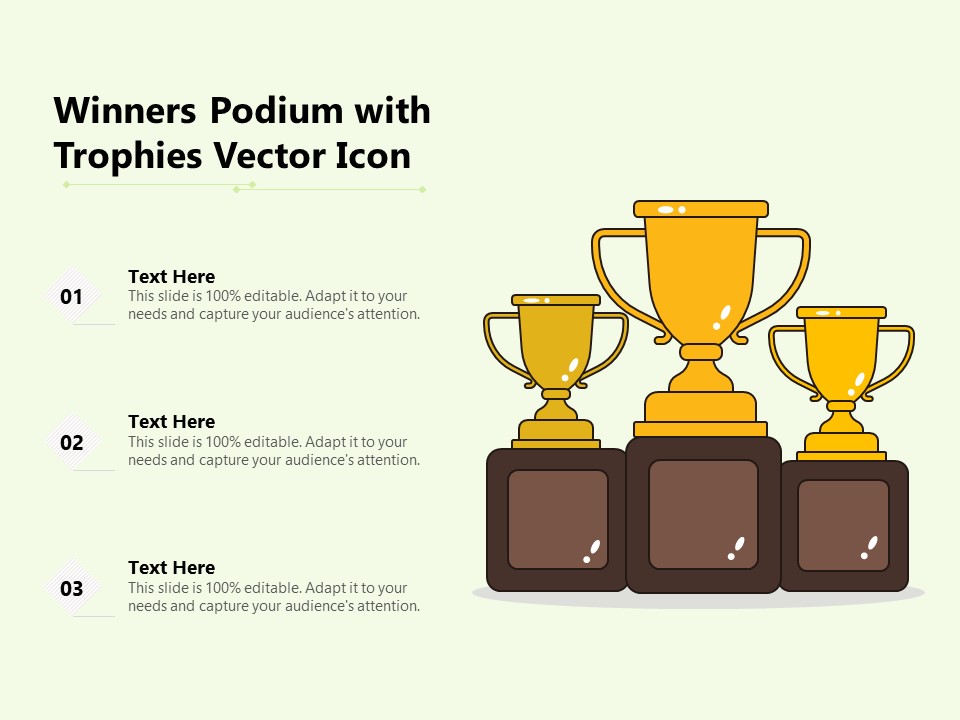 Winners Podium With Trophies Vector Icon Ppt PowerPoint Presentation File Clipart PDF