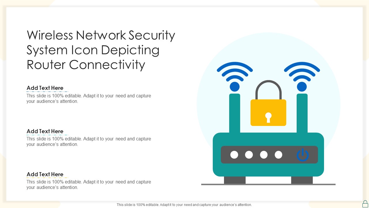 Wireless Network Security System Icon Depicting Router Connectivity Background PDF