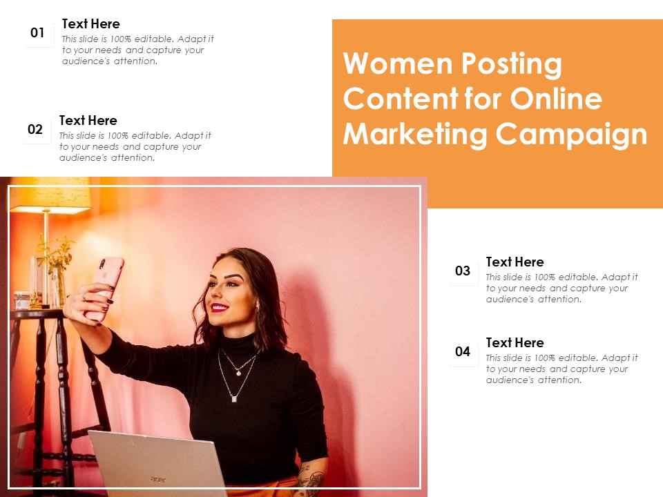 Women Posting Content For Online Marketing Campaign Ppt PowerPoint Presentation Layouts Samples PDF