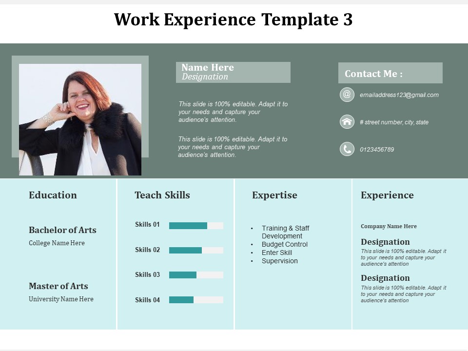 Work Experience Template Business Ppt Powerpoint Presentation Show Cpb