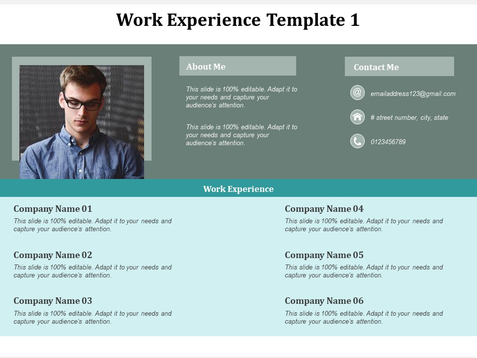 Work Experience Template Management Ppt Powerpoint Presentation Summary Picture Cpb