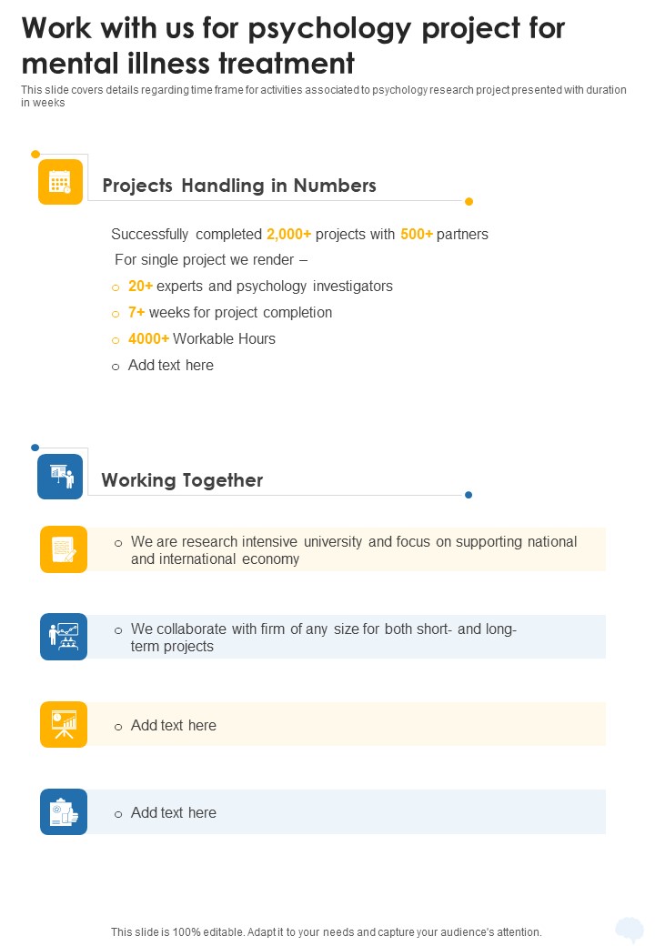 Work With Us For Psychology Project For Mental Illness Treatment One Pager Sample Example Document