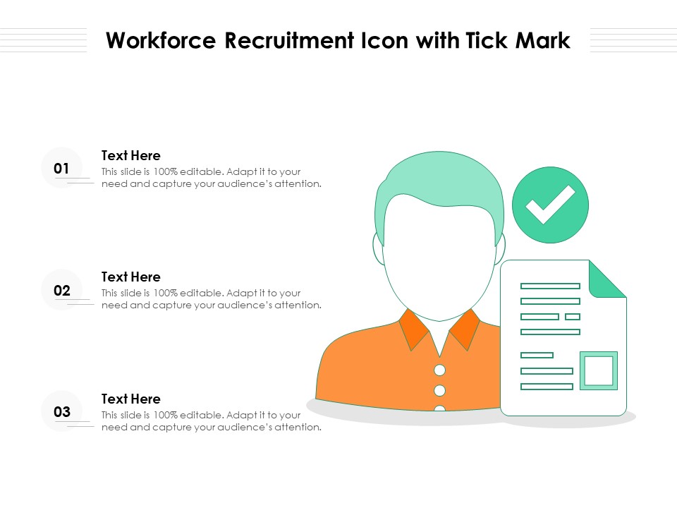 Workforce Recruitment Icon With Tick Mark Ppt PowerPoint Presentation Gallery Themes PDF