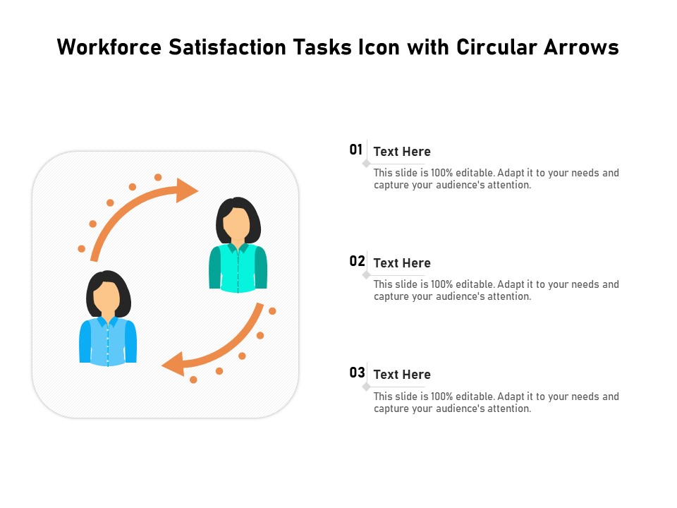 Workforce Satisfaction Tasks Icon With Circular Arrows Ppt PowerPoint Presentation Gallery Design Templates PDF