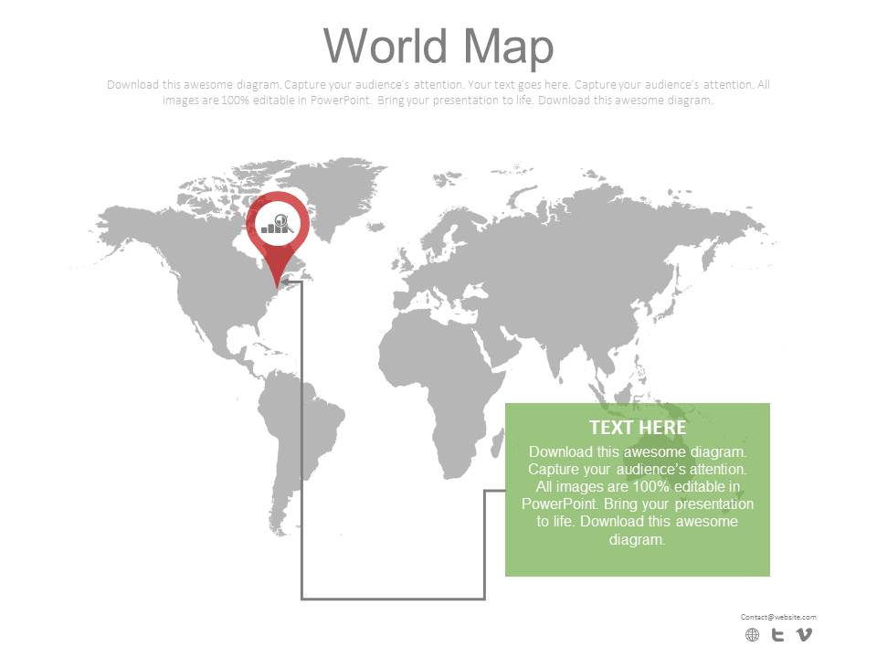 World Map For Business Location Search Powerpoint Slides