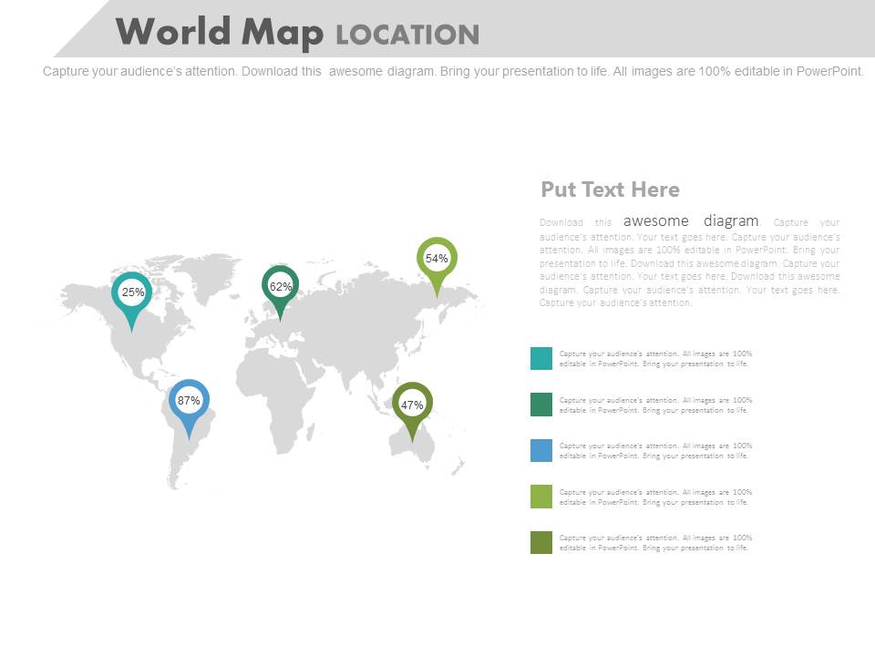 World Map For Global Business Report Powerpoint Slides