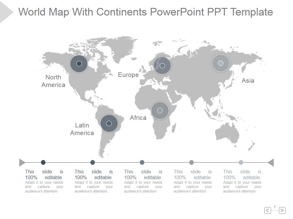 World Map With Continents Ppt PowerPoint Presentation Example