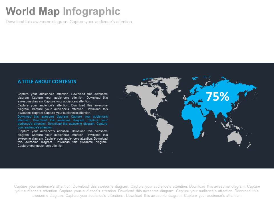 World Map With Percentage Value Powerpoint Slides