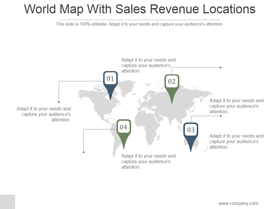World Map With Sales Revenue Locations Ppt PowerPoint Presentation Designs Download