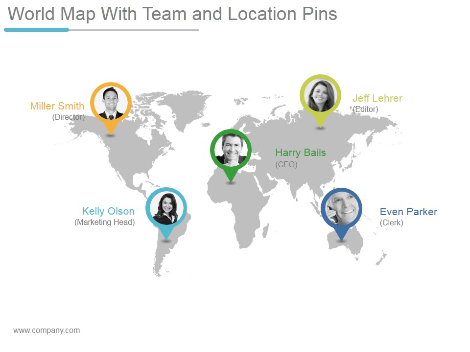 World Map With Team And Location Pins Ppt PowerPoint Presentation Shapes