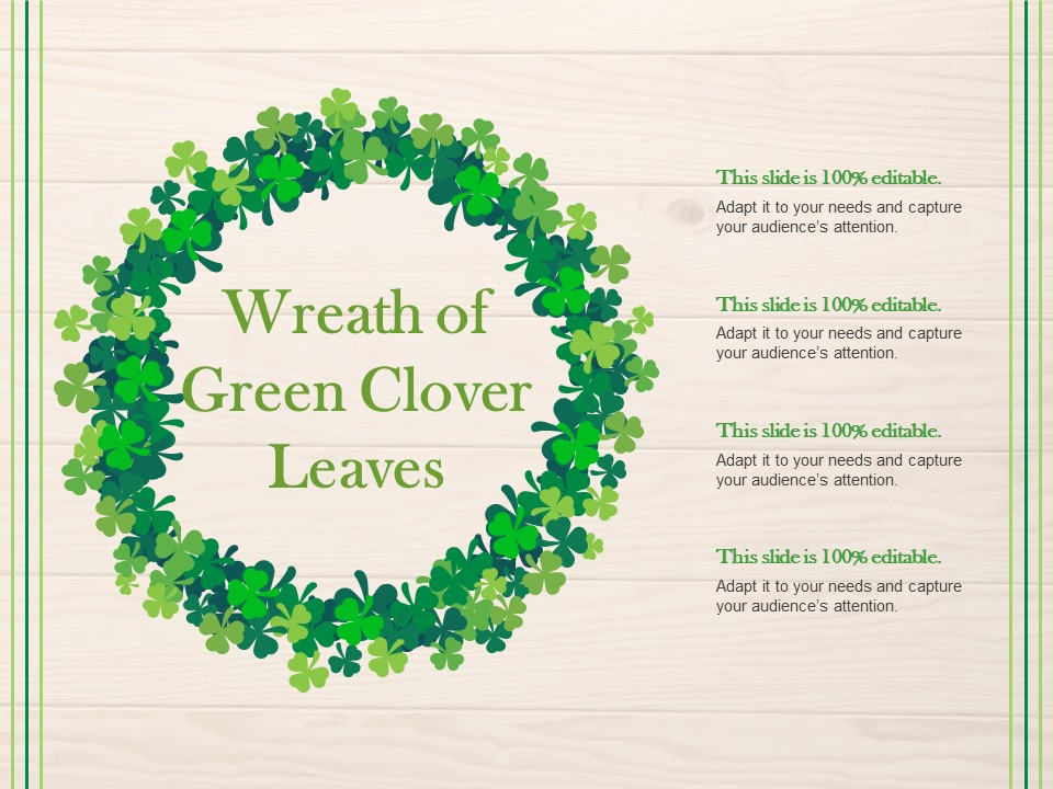 Wreath Of Green Clover Leaves Ppt PowerPoint Presentation Infographics Gallery