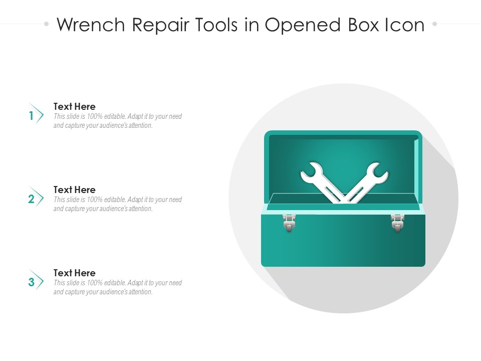 Wrench Repair Tools In Opened Box Icon Ppt Infographics Infographics PDF