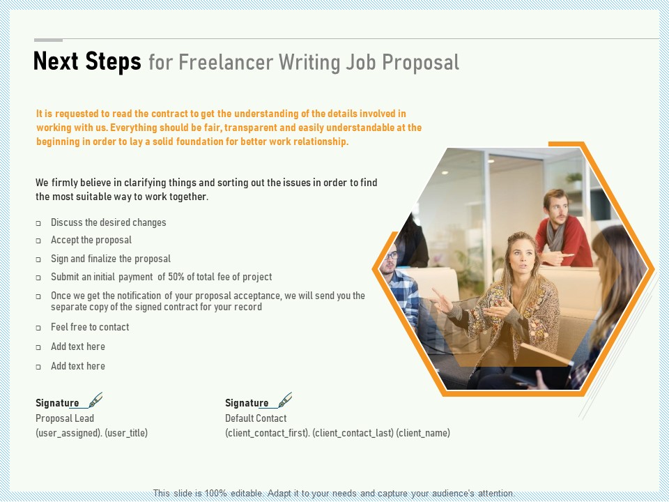 Writing A Bid Next Steps For Freelancer Writing Job Proposal Ppt PowerPoint Presentation Icon Topics PDF