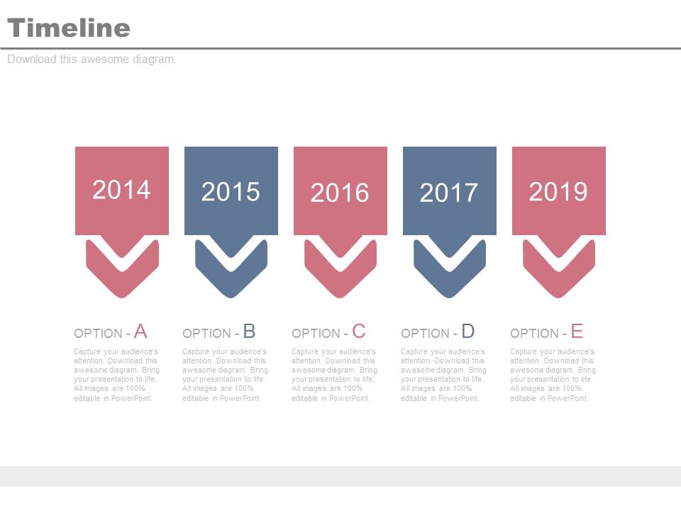 Year Based Linear Timeline For Business Planning Powerpoint Slides