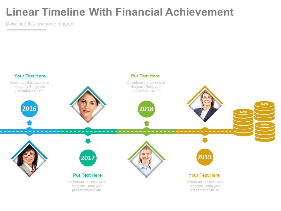 Year Based Timeline With Financial Progress Powerpoint Slides
