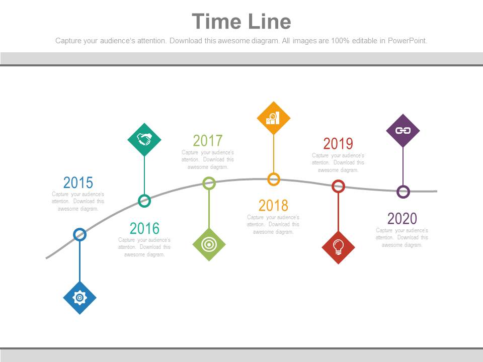 Year Tags Sequential Timeline With Icons Powerpoint Slides