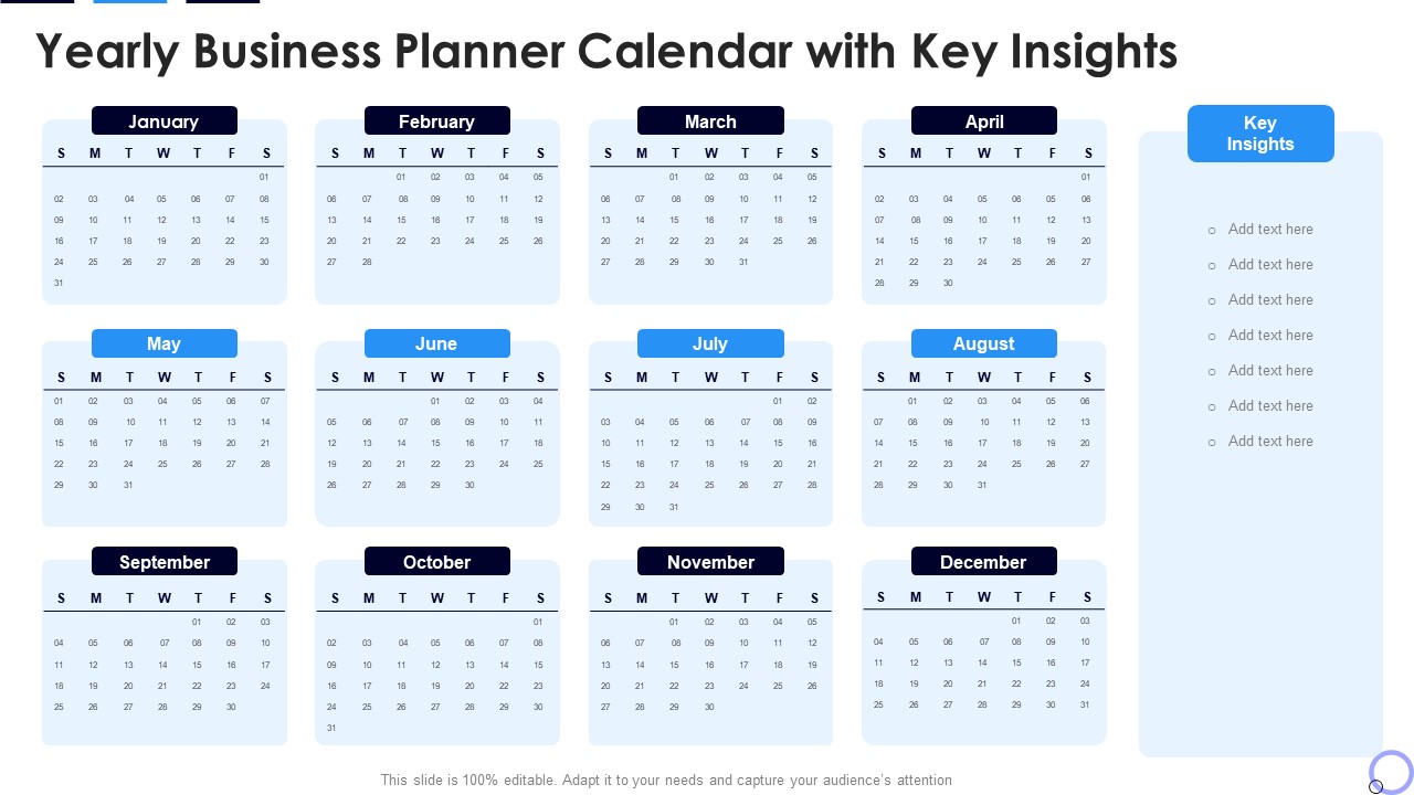 Yearly Business Planner Calendar With Key Insights Professional PDF