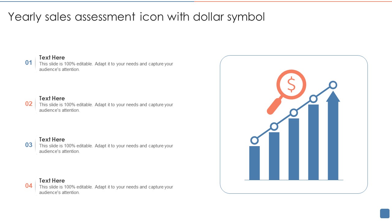 Yearly Sales Assessment Icon With Dollar Symbol Brochure PDF
