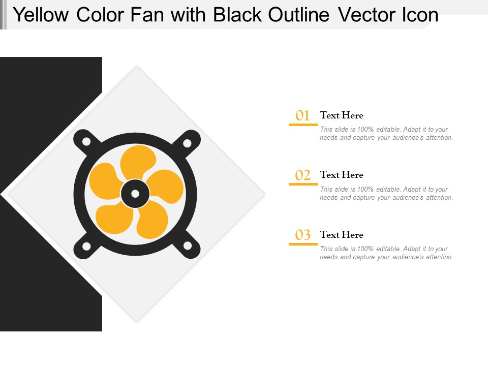 Yellow Color Fan With Black Outline Vector Icon Ppt PowerPoint Presentation Show Information PDF