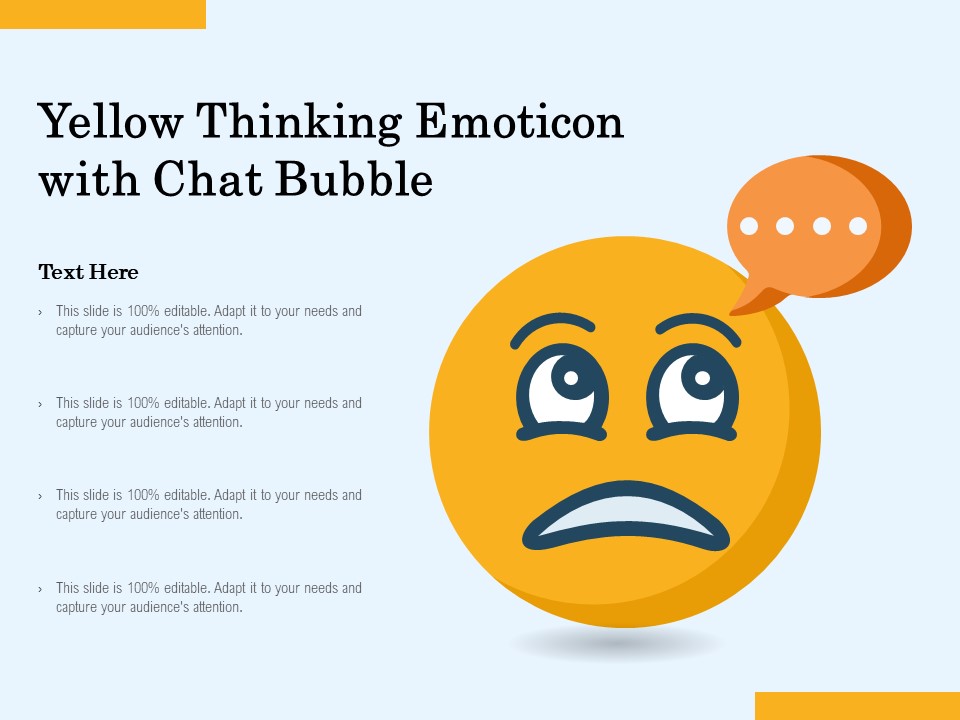 Yellow Thinking Emoticon With Chat Bubble Ppt PowerPoint Presentation Gallery Icon PDF