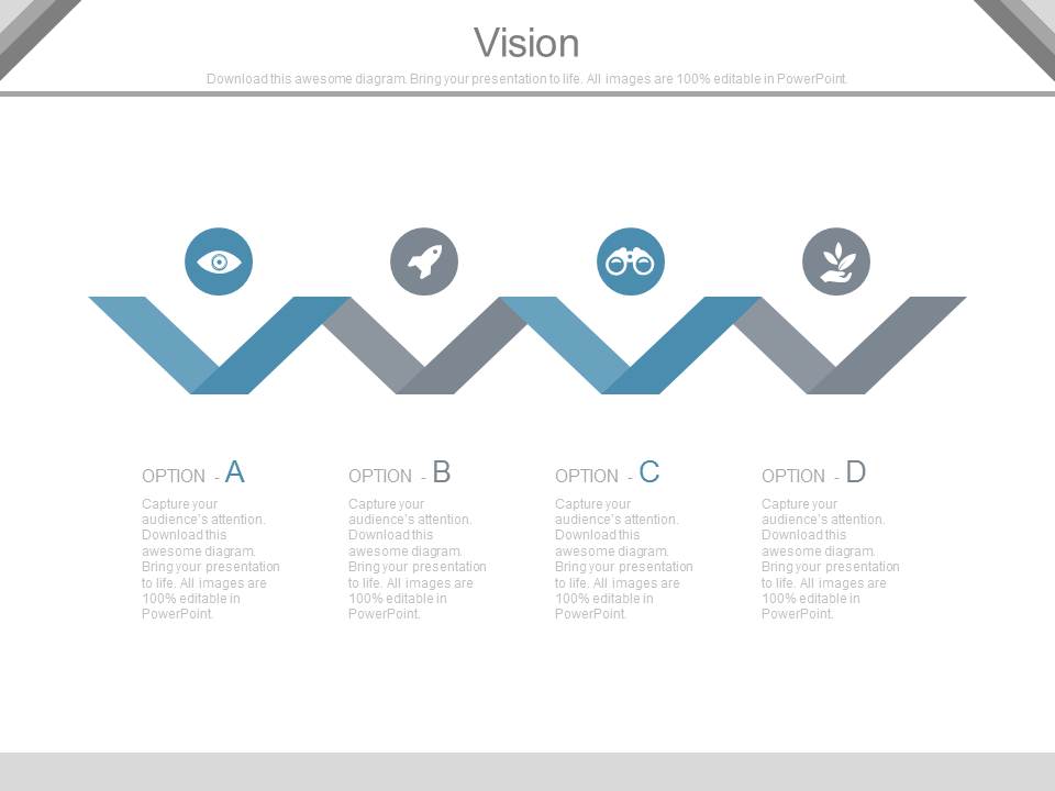 Zigzag Line With Business Vision Icons Powerpoint Slides