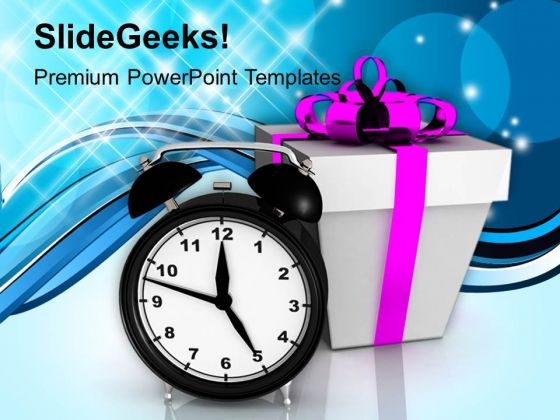 A Clock With Present Christmas PowerPoint Templates Ppt Backgrounds For Slides 1112