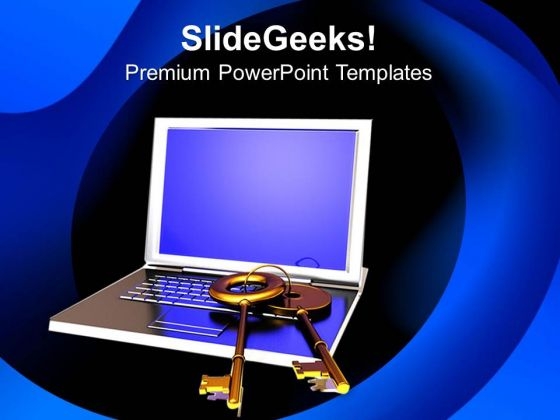 A Pair Of Keys With Laptop Business PowerPoint Templates And PowerPoint Themes 0812
