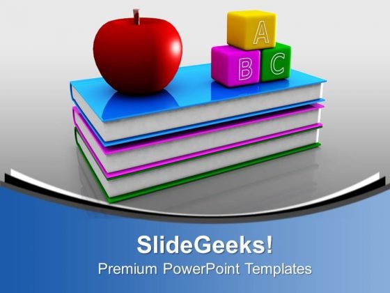 Abc Blocks And Red Apple Children Education PowerPoint Templates Ppt Backgrounds For Slides 0113