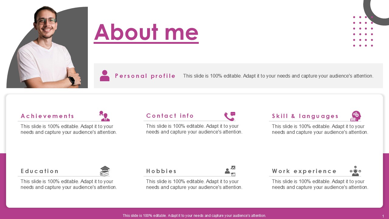 About Me Personal Profile F287 Ppt Powerpoint Presentation Professional Example