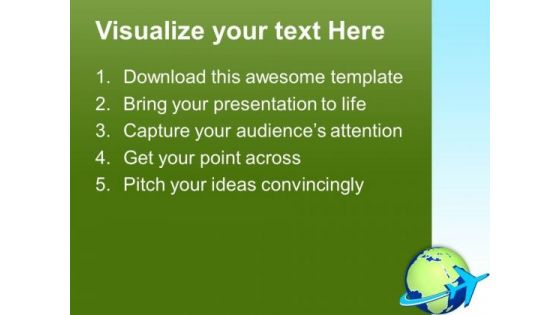 Airplane Travel Globe Technology PowerPoint Templates And PowerPoint Themes 1012