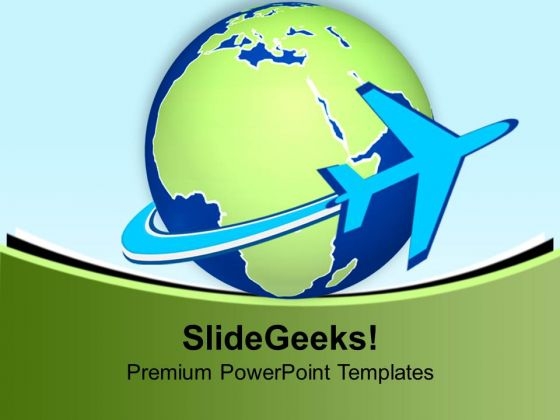 Airplane Travel Globe Technology PowerPoint Templates And PowerPoint Themes 1012