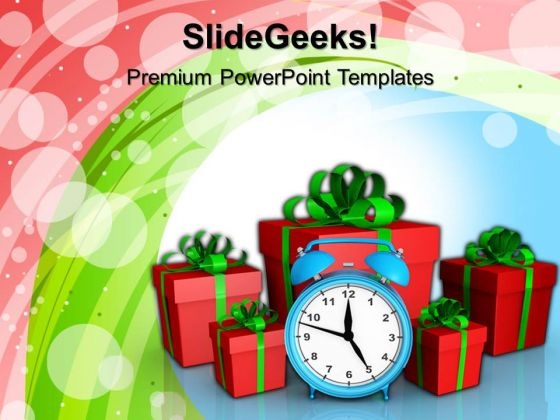 Alarm Clock And Gift Boxes Birthday PowerPoint Templates And PowerPoint Themes 1012