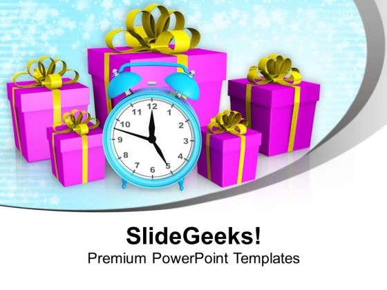 Alarm Clock With Gifts Christmas Concept PowerPoint Templates Ppt Backgrounds For Slides 1112