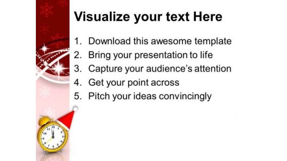 Alarm Clock With Santa Hat Christmas PowerPoint Templates Ppt Backgrounds For Slides 1212