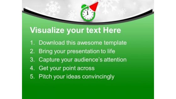 Alarm Clock With Santa Hat PowerPoint Templates Ppt Backgrounds For Slides 0113