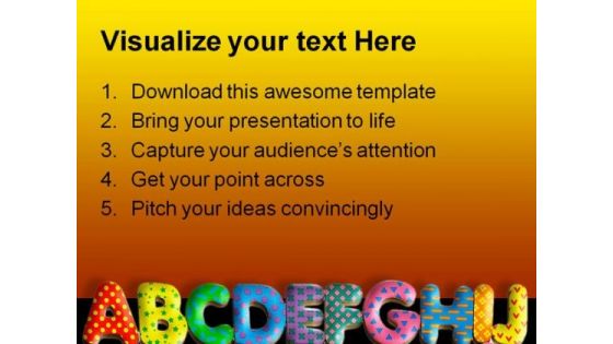 Alphabets01 Education PowerPoint Template 1010