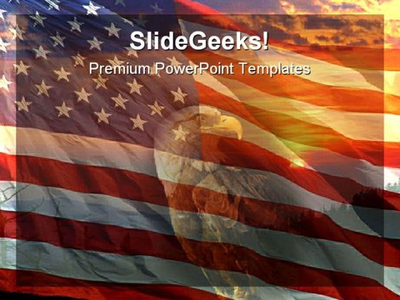 Ameri Flag And Eagle Animals PowerPoint Template 1110