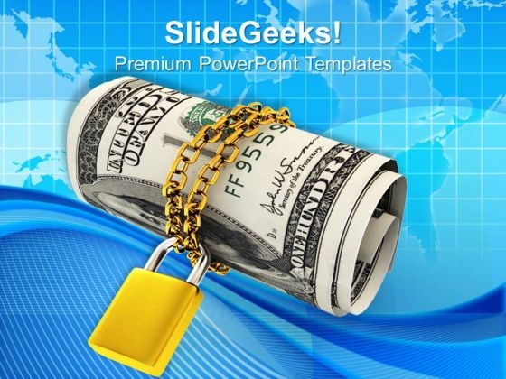 American Dollars Chained And Locked PowerPoint Templates Ppt Backgrounds For Slides 0213
