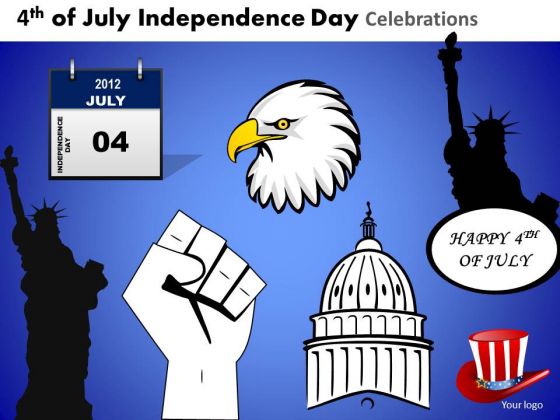 American Independence Icons PowerPoint Slides